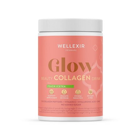 Wellexir Glow Beauty Drink Peach Ice Tea, Helse & Madvarer, Kollagen, Kollagenpulver