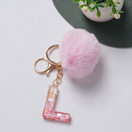 e Avainrengas Pinkki Pompom Pallo Avainrengas 26 kirjaimella Hartsi Avainrenkaat L