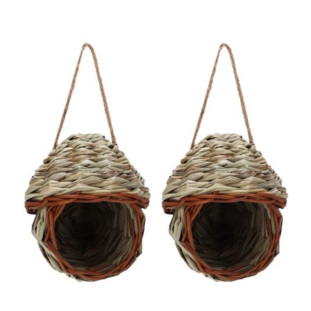 2 stk. Fuglereder Strå Håndvævet Fugleredehus Simulation Naturlige Materialer Egnet til Fugle