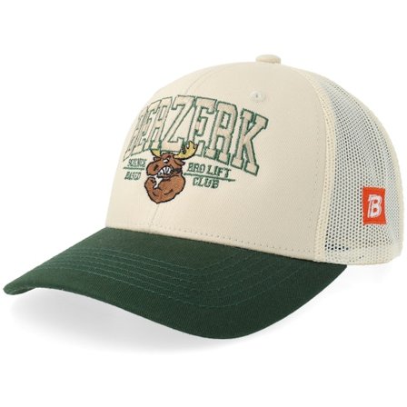 Berzerk - Beige trucker Cap - Jacked Moose Collage Script Stone/Dark Green Trucker @ Hatstore