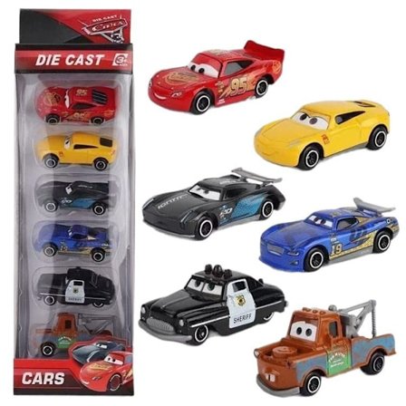 6-pack Disney Pixar Bilar 3 med leksaksbilar, Hot Rods, karaktärsbilar eller räddnings- eller pickup-truckar