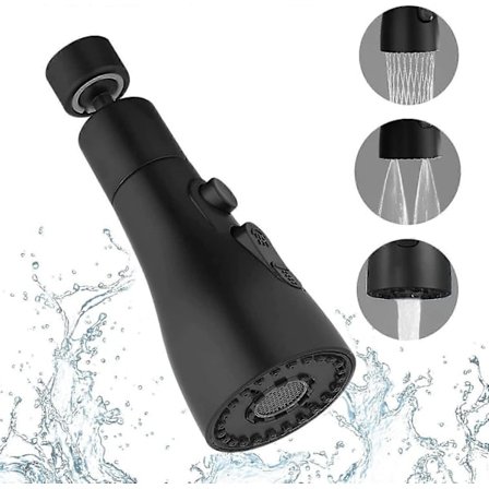 "QD" Kjøkkendusjhode Svart, 3 Moduser Munnstykke for Kjøkkenkran, Dusjhode for Kjøkkenet, Kjøkkenkraner med Dusjhode, Kranforlenger