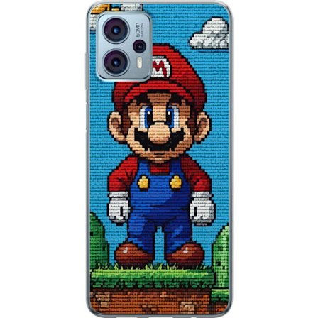Kompatibelt Mobilskal till Motorola Motorola Moto G23 Super Mario affisch Nintendo retro spelkaraktär 8bit pixelkonst klassiskt spel hjälte mural de