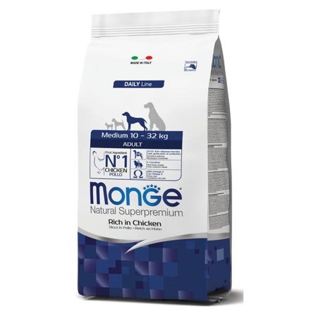 Monge Ricco Di Pollo Cibo Secco Cani Adulti Taglia Media Sacco