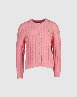 GANT - Shield kabelstrikket cardigan til jenter til dame geranium pink