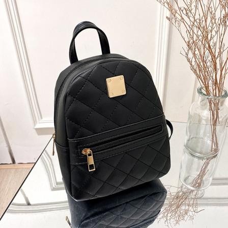 PU-nahka Olkapää Mini Pieni Reppu Monitoiminen musta black