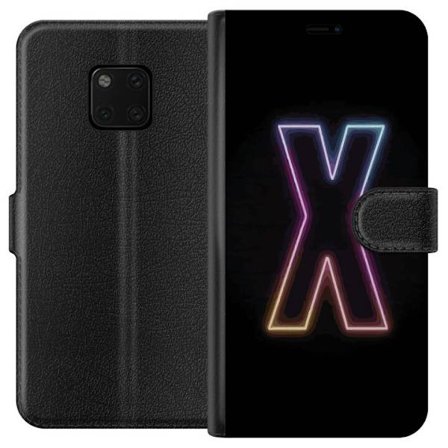 Kompatibelt Lommeboketui til Huawei Huawei Mate 20 Pro Neonbokstav X i sterke fargevariasjoner mot svart bakgrunn, kraftig typografisk design med tyde