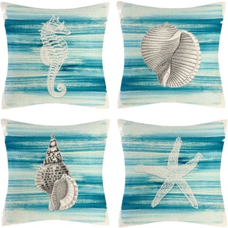 Kuddöverdrag med Havstema Mjukt 18x18 Tum Havsliv Kuddfodral (Utan Inlägg) Dekorativ Kvadratisk Soffa Kudde