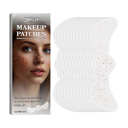 12 stk. Holografisk Multikrom Glitter Fregner Ansigts Tattoo, Vandtæt Glimmer Ansigts Glitter Pletter Mærkater til Kvinder, Søde Stjerne Glitter 