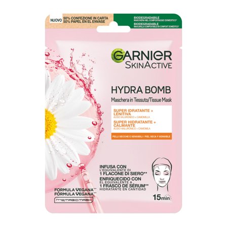 Garnier Skin Active Maschera in Tessuto Hydra Bomb Idratante Lenitiva - Maschera Lenitiva viso