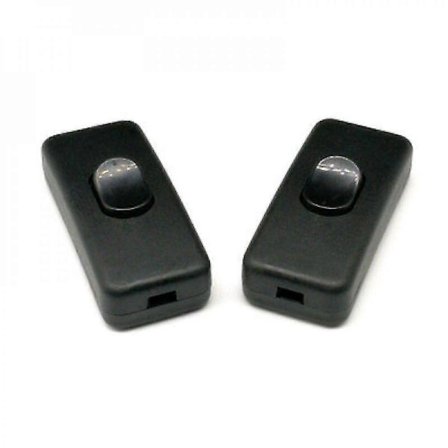 2A Tvåpolig Strömbrytare, Sladdströmbrytare för Liten Apparat eller Lampa, Svart - 2-pack EZO