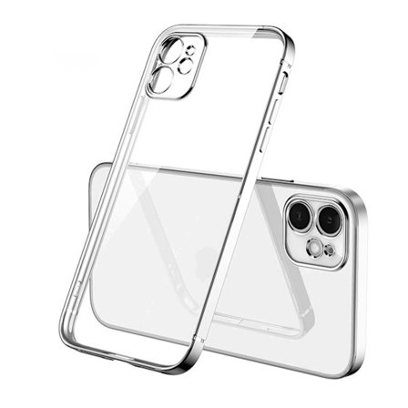 TPU Case with Camera Protection iPhone 12 - Silver/transparent