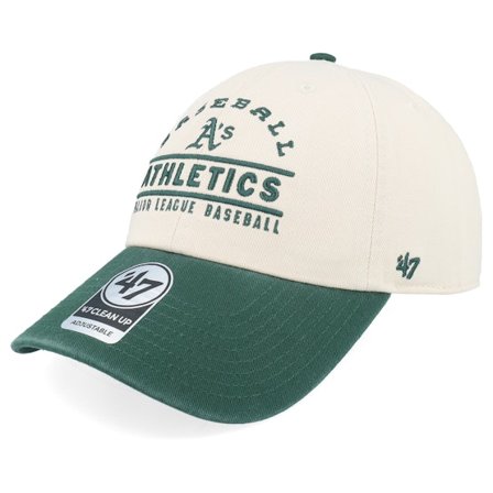 47 Brand - Beis unconstructed Gorra - Oakland Athletics Windham Clean Up Natural/Green Dad Cap @ Hatstore