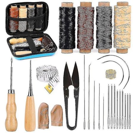 Læder Sy Sæt Med Store Øjne Nåle Voks Tråd Læder Sy Værktøjer Til Læder Håndværk 28stk
