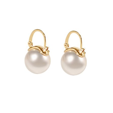 Perleøreringe til kvinder - Guldbelagte øreringe (2 stk.), Store perle-hængende øreringe, smykker, gaver til kvinder