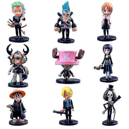 Set med 9 One Piece Figurleksaker Anime Actionfigurmodellgåvor Samlarfigurer för barn 5cm
