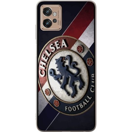 Kompatibelt Mobilskal till Motorola Motorola Moto G32 Chelsea FC-emblem i 3D-stil med blå, vita och röda detaljer som ger ett kraftfullt och elegant