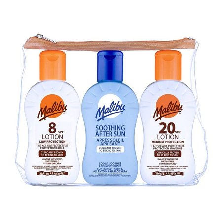 Malibu Travel Essentials, Sun Lotion and Soothing Aloe Vera Aftersun Lotion, Low t 3 x 100 ml, Skincare, Solcreme, Solcreme Til Ansigtet