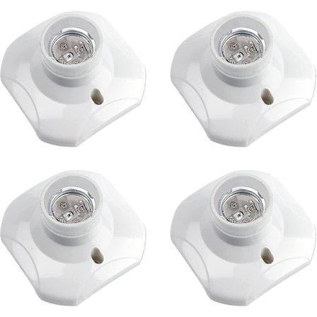 E27 Skrue-i loftskontakt, E27 Garagekontakt, Fatning til LED-pære, Loftslampe Sockel E27 Fatning, Hvid Plast Lampe Sockel til Væglampe, Pakke