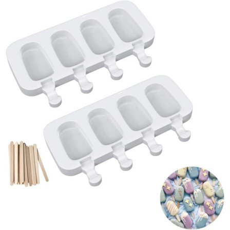 2-pak silikoneforme til is - 4 huller til hjemmelavet oval is