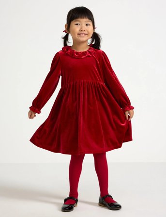 Lindex Langermet Kjole I Fløyel - Red - 122