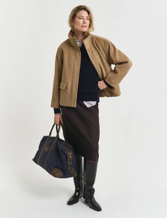 GANT Short Wool Jacket With Zip - Beige - M