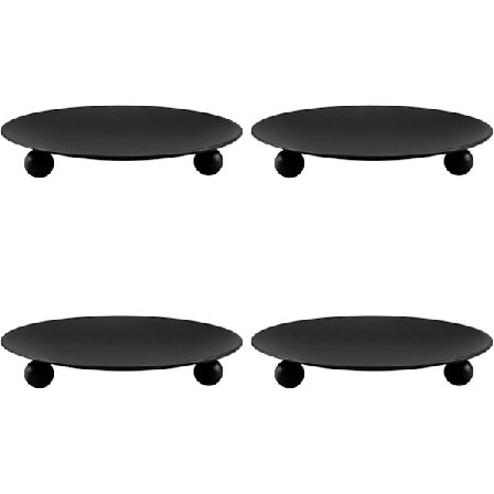 Pieces Vintage Metallinen Kynttilälautanen Rauta Kynttilänjalka Musta Kynttilänjalka Pyöreät Kynttilänjalat Koristeellinen Tarjotin Kynttilänjalka 