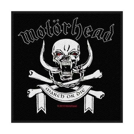 Motorhead March Or Die Vävda Patch En Storlek Svart/Vit
