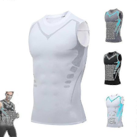 Holdningskorrigerende vest til mænd, Ionic Shaping ærmeløs skjorte XL 2 stk. Sort