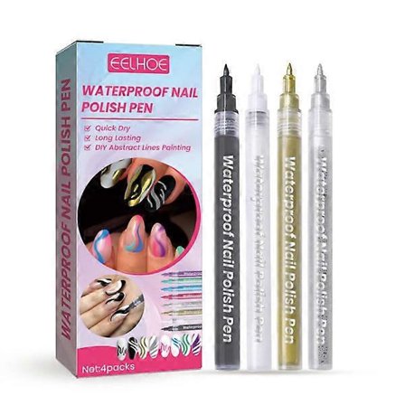 Neglepenn neglekunst graffiti penn liner neglespiss hurtigtørkende malepenn for neglekunst manikyrverktøy grå gull og sølv