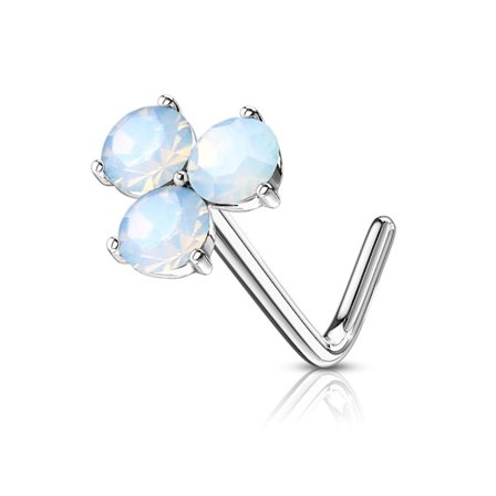 1 St. L-formet nesepiercing i 316L kirurgisk stål med 3 steiner