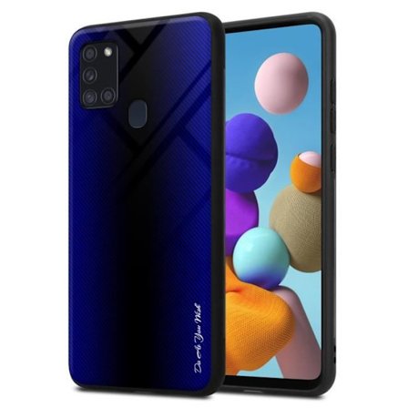 Fodral till Samsung Galaxy A21s Skal i COBALT VIOLET Fodral Skydd i härdat glas och TPU silikon