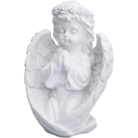Bede engel i harpiks - Engelstatue med vinger - Engelpynt