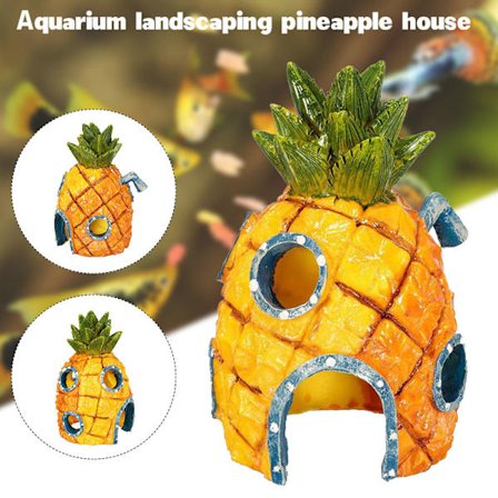 Hem Akvarium Prydnad Tecknad Harts Ananas Slott Tower Landskap Undervatten Dekoration