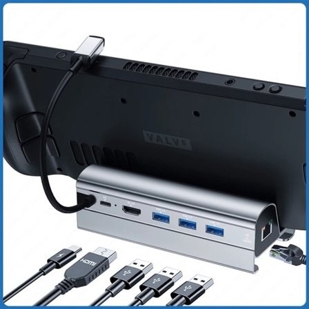 Steam Deck Dock 6 in 1 Steam Deck Rog Ally Docking Station Stand Tillbehör