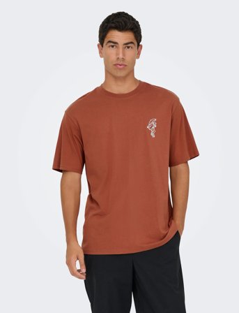 ONLY & SONS Onsfred Life Opt 4 Rlx Ss Tee Vd - Brown - M