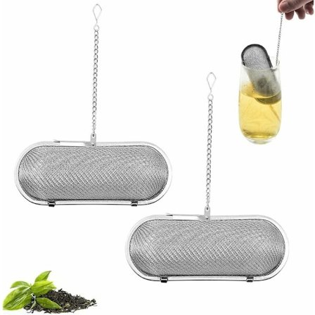 2 stk. løs te-filter, te-si i rustfrit stål, fint hul te-filter i rustfrit stål