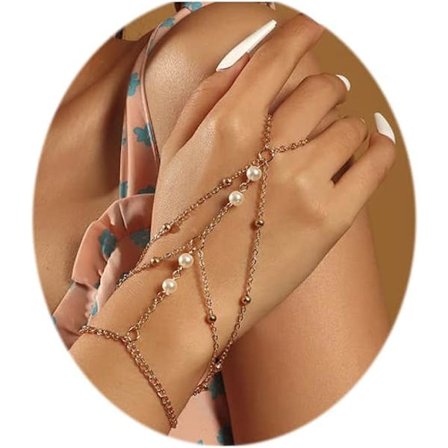 Armbånd Ring Håndkjede Boho Duskkrystall Slave Armbånd for