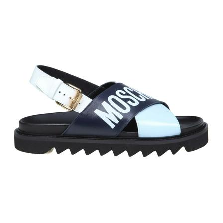 Moschino Flat Sandaler svart, Herr, Herr, Storlek: 42 EU