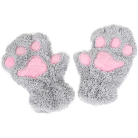 2 par Vinterkatt Vantar Varma Plyschhandskar med Halvfinger Mitt