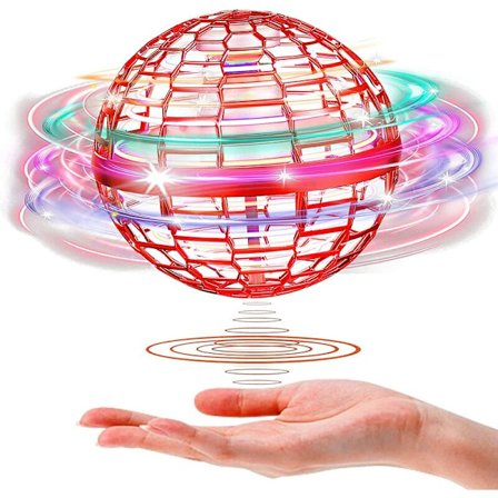 FLYNOVA Flygande boll, 360° roterande flygande snurrande boll med RGB LED-lampor Flygande boll magisk boll Boomerang för barn och vuxna (röd)