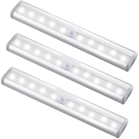 Motion Sensor Light Bar, (10 Led, 3 Pack) Wardrobe Wireless Lamp