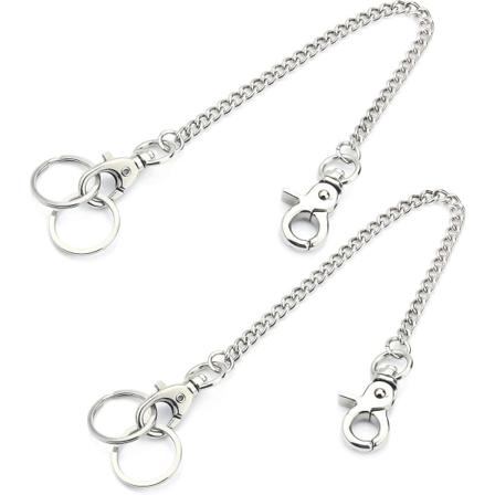 WABJTAM Lommebok kjede, 2 pakker Heavy Duty lomme nøkkelkjede med hummerlås og 2 nøkkelringer for nøkler, lommebok, jeans, bukser, belteløkke, veske 