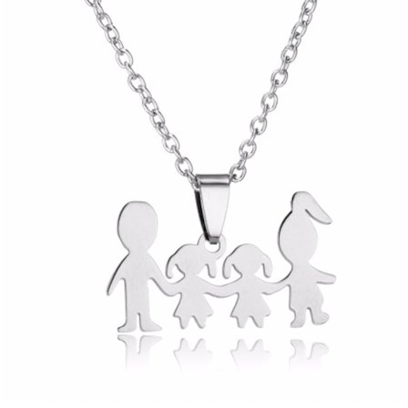 Halsband med berlock figurer familj 2 döttrar smycke