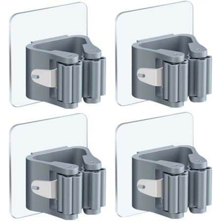 Kvast- och mopphållare 4-pack utan borrning, väggmonterad självhäftande mopp-FA-