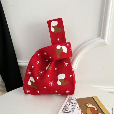 Neulottu käsilaukku Knot rannelaukku PUNAINEN - varastossa red