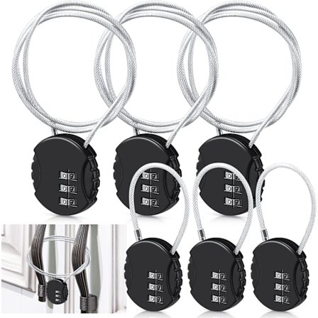 Stycken Kabellås Bagagelås 3-siffrigt Tunt Kombinationshänglås Vattentätt Resehänglås för Resor Gym Cykel Ryggsäck Skåp 76 cm, 13,5 cm