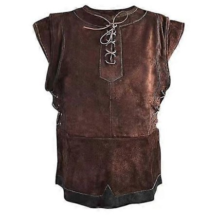 Herre Middelalder Punk Vest Vikinger Cosplay Archer Kostume Voksen Brystpanser Larp Outfit Jerkin Frakke Halloween Herre Jagt Vest Pirat Vest - 