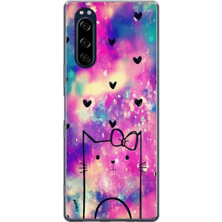 Kompatibelt Mobilskal till Sony Sony Xperia 5 Katt med hjärtan