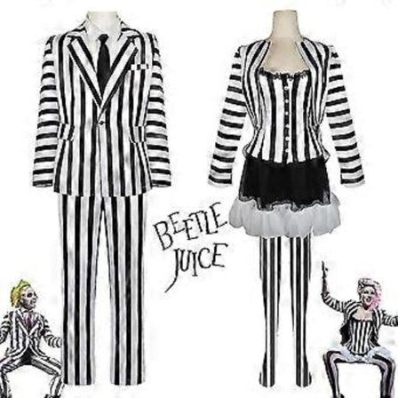 Beetlejuice 2 Halloween Karneval Cosplay Kostymer for Voksne (XXL mann)